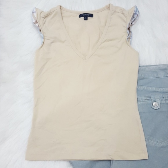 Burberry Tops - Burberry Check Print Flutter Sleeve Top